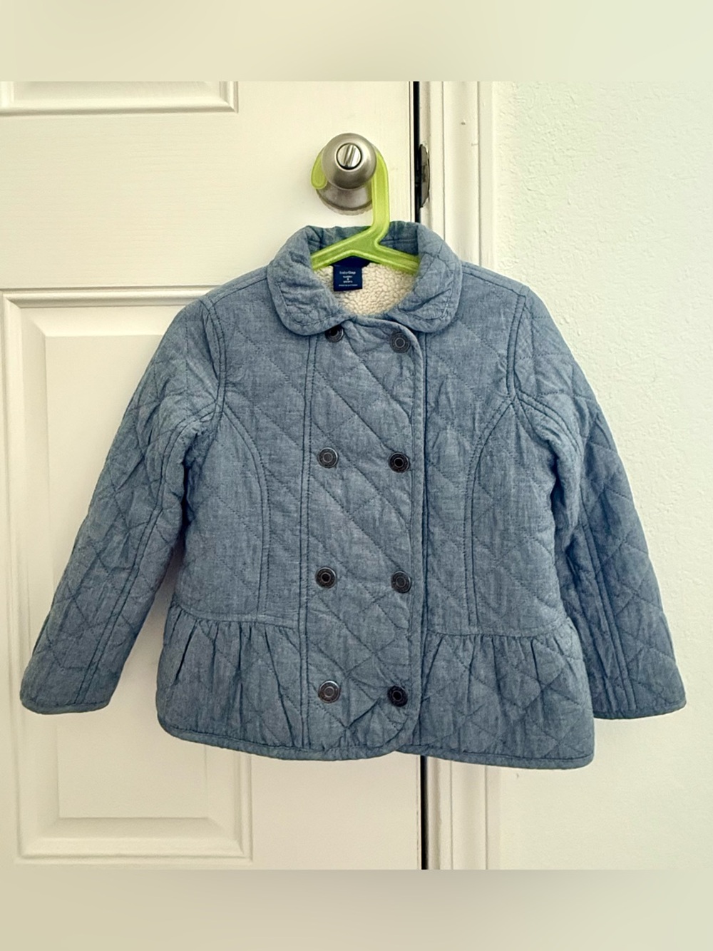 babyGap Girls' Quilted Light Blue Peacoat Jacket - Cozy Lined